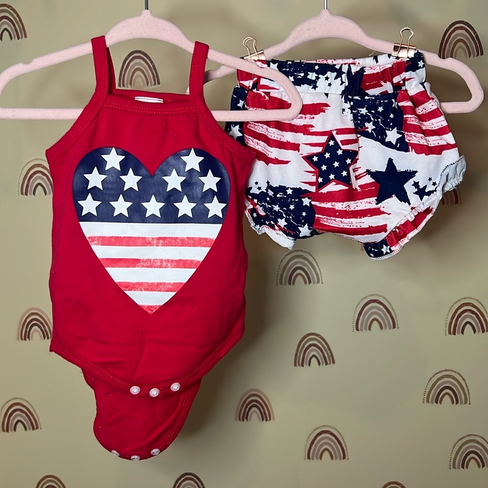 0-3 month baby girl RWB set